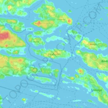 Vaxholm topographic map, elevation, terrain