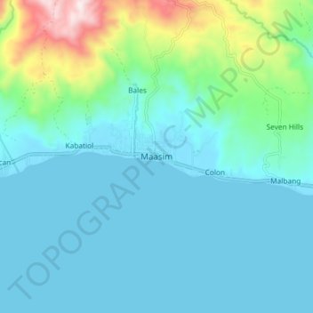 Maasim topographic map, elevation, terrain