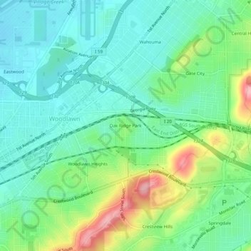 Oak Ridge Park topographic map, elevation, terrain