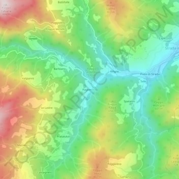 Pagliericcio topographic map, elevation, terrain