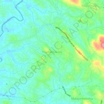 Thachottukavu topographic map, elevation, terrain