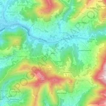 Serino topographic map, elevation, terrain