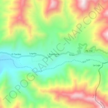 Rancheria topographic map, elevation, terrain