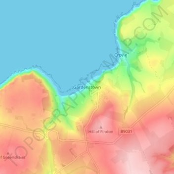 Gardenstown topographic map, elevation, terrain
