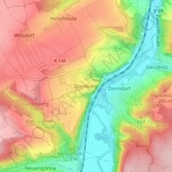 Dornburg topographic map, elevation, terrain