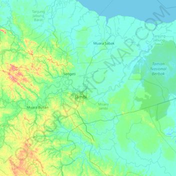 Kumpeh Ulu topographic map, elevation, terrain
