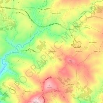 Fonteita topographic map, elevation, terrain