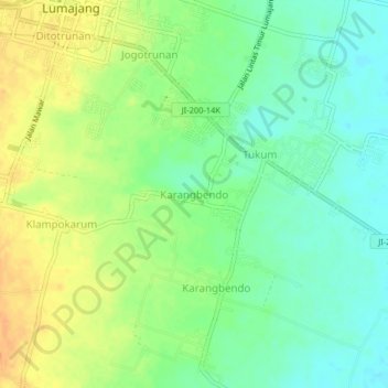 Karangbendo topographic map, elevation, terrain