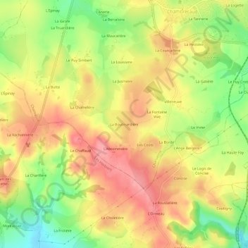 La Boutinardière topographic map, elevation, terrain