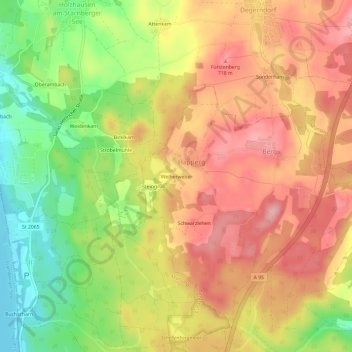 Weiherweber topographic map, elevation, terrain