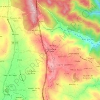 Nossa Senhora da Orada topographic map, elevation, terrain