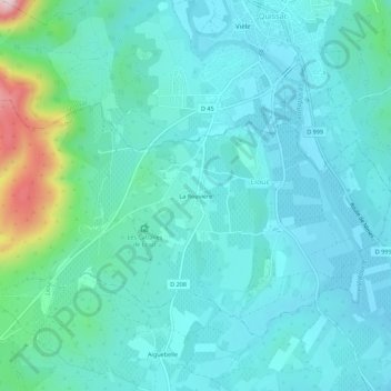 La Rouvière topographic map, elevation, terrain