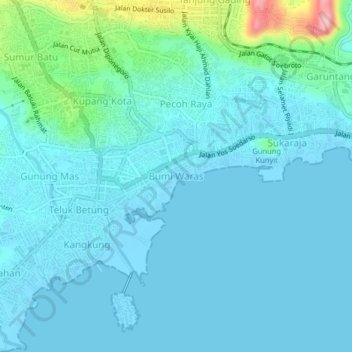 Bumi Waras topographic map, elevation, terrain