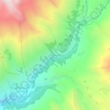 Shomare topographic map, elevation, terrain