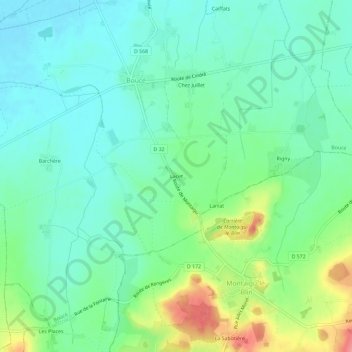 Lacet topographic map, elevation, terrain