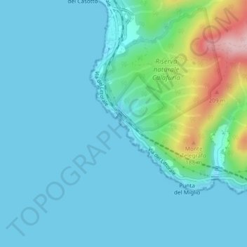 Calafuria topographic map, elevation, terrain
