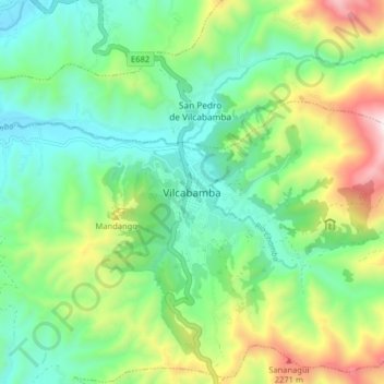 Vilcabamba topographic map, elevation, terrain