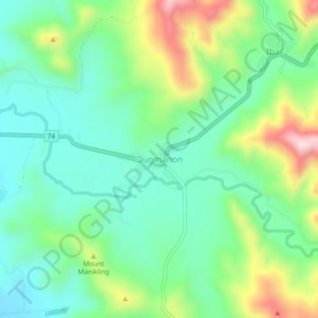 Dugmanon topographic map, elevation, terrain