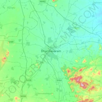 Dharmavaram topographic map, elevation, terrain