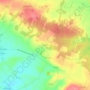 Mortafont topographic map, elevation, terrain