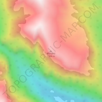 Borland topographic map, elevation, terrain