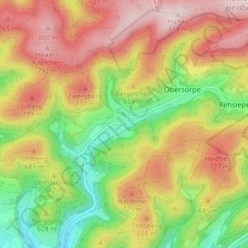 Mittelsorpe topographic map, elevation, terrain