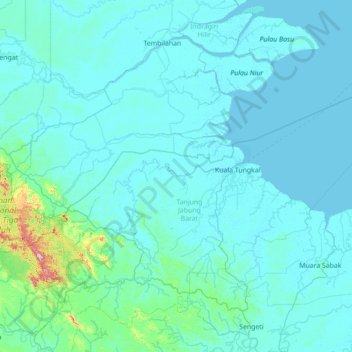 Pengabuan topographic map, elevation, terrain