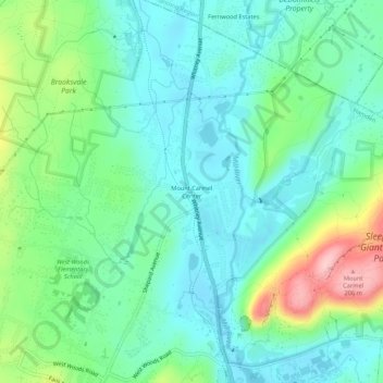 Mount Carmel Center topographic map, elevation, terrain