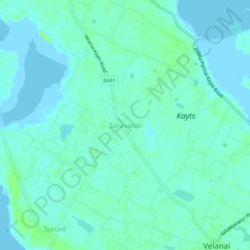 Saravanai topographic map, elevation, terrain