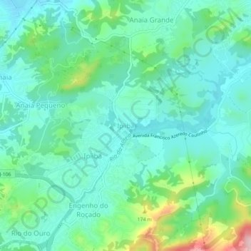 Ipiiba topographic map, elevation, terrain
