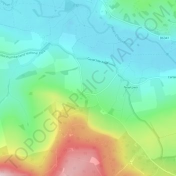 Great Tosson topographic map, elevation, terrain