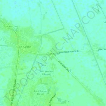 Sukajadi topographic map, elevation, terrain