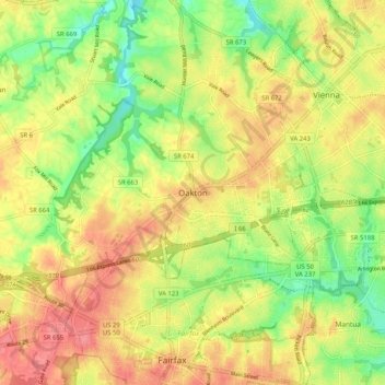 Oakton topographic map, elevation, terrain