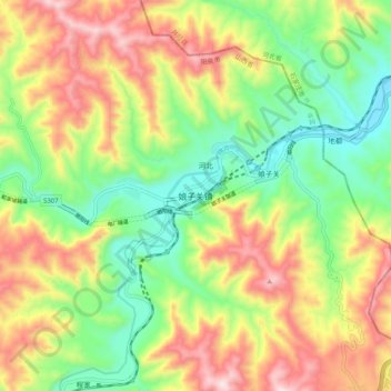娘子关镇topographic map, elevation, terrain