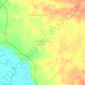 Gunung Sugih Besar topographic map, elevation, terrain