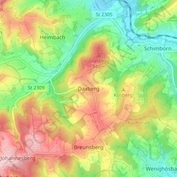 Daxberg topographic map, elevation, terrain