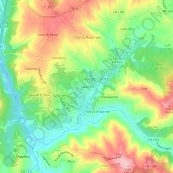 Sapeiros topographic map, elevation, terrain