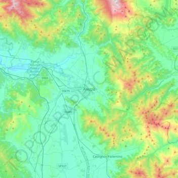 Arezzo topographic map, elevation, terrain