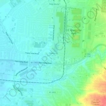 Newburg topographic map, elevation, terrain