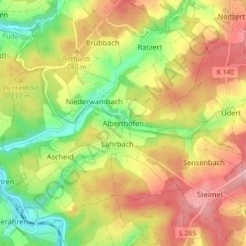 Alberthofen topographic map, elevation, terrain