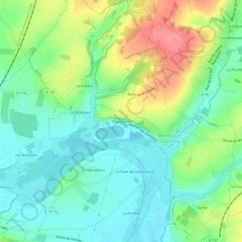 Chaumont topographic map, elevation, terrain
