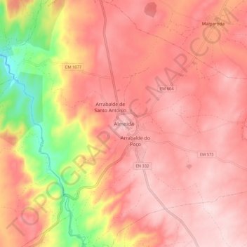 Almeida topographic map, elevation, terrain