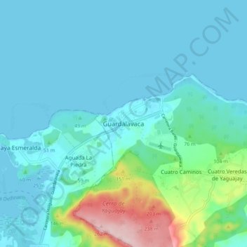 Guardalavaca topographic map, elevation, terrain