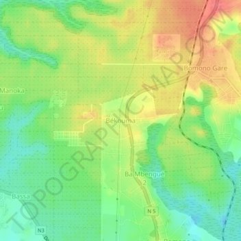 Békouma topographic map, elevation, terrain