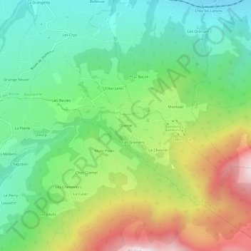 Orange topographic map, elevation, terrain