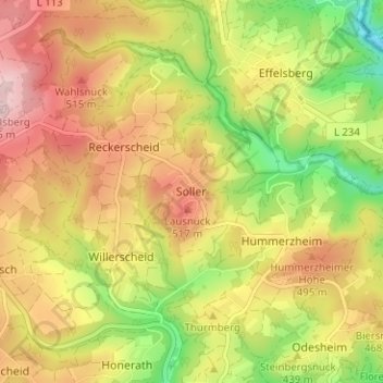 Soller topographic map, elevation, terrain