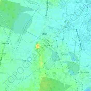 Ottiambakkam topographic map, elevation, terrain