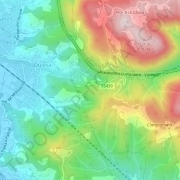 Fornacette topographic map, elevation, terrain
