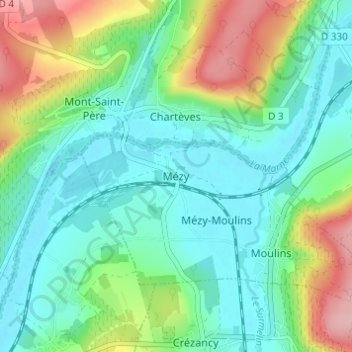 Mézy topographic map, elevation, terrain