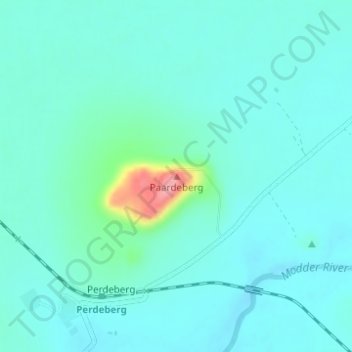 Paardeberg topographic map, elevation, terrain